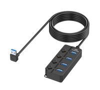 Adaptador USB 2.0 de 4 ranuras con interruptores de alimentación separados, múltiples puertos para una gestión eficiente de datos, divisor USB de alta velocidad