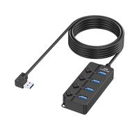 Adaptador USB 2.0 de 4 ranuras con interruptores de alimentación separados, múltiples puertos para una gestión eficiente de datos, divisor USB de alta velocidad
