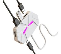 Adaptador USB 2.0 de 7 puertos con múltiples funciones con cable reforzado, decoración LED de escritorio para teclados de PC, concentrador USB con iluminación LED