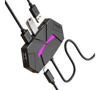 Adaptador USB 2.0 de 7 puertos con múltiples funciones con cable reforzado, decoración LED de escritorio para teclados de PC, concentrador USB con iluminación LED