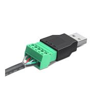 Adaptador USB 2.0 tipo A macho a hembra con conector de terminal de tornillo 5P, extremo de cable blindado para una conexión de cableado industrial fiable (A)