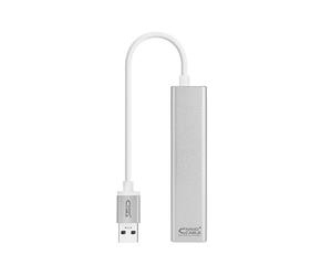 Adaptador USB 3.0 a Ethernet Gigabit con 3 Puertos USB 3.0 - NANOCABLE 0.15m Plata