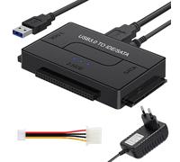 Adaptador USB 3.0 a SATA IDE, adaptador USB 3.0 a IDE/SATA para discos duros SATA de 2,5/3,5 pulgadas SATA y IDE HDD/SSD, adaptador de disco duro externo con cable USB, cable SATA y fuente de