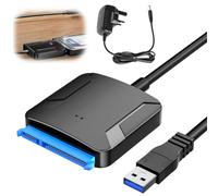 Adaptador USB 3.0 a SATA III Para Disco Duro HDD/SSD de 2,5/3,5 Pulgadas y Unidad Óptica - Con Adaptador de Alimentación 12V/2A