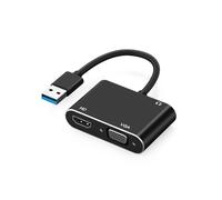 Adaptador USB 3.0 A VGA Compatible con Convertidor de Video HD Salida de Sincronización para 2 Monitores para Computadora Portátil de Escritorio