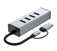 Adaptador USB 3.0 de 4 puertos de transferencia de datos de 10 Gbps con cable largo para smartphones, tabletas, portátiles, divisor USB eficiente