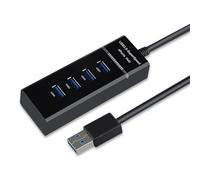 Adaptador USB 3.0 de 4 puertos USB 3.0, indicadores LED para escritorio, laptop, teclados, impresora, transferencia de datos de 5 Gbps, carga