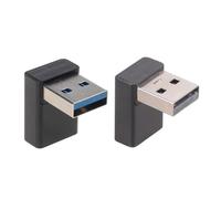Adaptador USB 3.0 en ángulo recto con diseño hacia arriba y abajo, fácil gestión de cables, acoplador de extensión macho a hembra, 2 unidades
