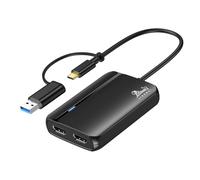 Adaptador USB 3.0 o USB C a HDMI Doble para MacBook Pro/Air Adaptador USB C a HDMI 2 Monitores con 4K@30Hz y 1080P@60Hz Divisor HDMI para Mac y Windows, Thunderbolt 3/4, Lenovo, Thinkpad