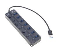Adaptador USB 3.0 para transferencia de datos y carga, 7 ranuras con interruptores independientes, cable largo, divisor USB, adaptador de expansión USB