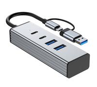 Adaptador USB 3.2 de 4 puertos con puerto USB C de 10 Gbps, amplia compatibilidad para portátiles, tabletas, teléfonos inteligentes y más