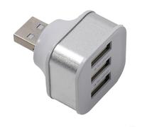 Adaptador USB 3 en 1 con 3 puertos USB 2 0 para cargar múltiples dispositivos, extensor USB portátil para una mayor conectividad encendida (plateado)