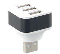 Adaptador USB 3 en 1 con 3 puertos USB 2.0 para cargar periféricos, incluyendo ratones, teclados, ventiladores y otros accesorios USB de baja potencia (negro)