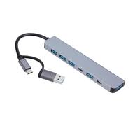 Adaptador USB 7 en 1 tipo C multipuertos con 2 puertos tipo C, 5 puertos USB 2 tipo C, concentrador para portátiles