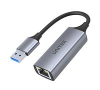 Adaptador USB a Gigabit Ethernet Unitek, USB A a RJ45 LAN Ethernet 10/100/1000 Mbps, USB 3.0, 5 Gbps, Aluminio, Cable de 12 cm, Adaptador de Red para Win, Mac, Linux, Plug & Play