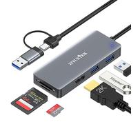 Adaptador USB a HDMI, ZIYUETEK tipo C y adaptador USB 3.0 a HDMI con HUB y lector de tarjetas, compatible con Windows OSX y Android
