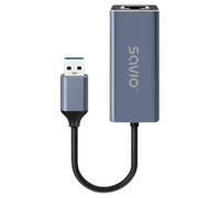 Adaptador USB-A Savio AK-83 Gigabit Ethernet 1000 Mbps Plug and Play
