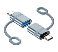 Adaptador USB a Tipo C 2 Pack, 10Gbps Conversor USB C OTG, USB C Macho a USB 3.2 Hembra Adaptador Compatible con iPhone 17 16 15 Pro MAX, Galaxy S25/S24, MacBook, iPad, iMac, Surface, Portátil Tableta