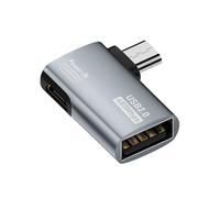 Adaptador USB a USB - Adaptador de cable macho a hembra Convertidor - Convertidor de cable con carcasa de aluminio, alimentación en ángulo izquierdo y derecho, velocidad de transmisión de 480 mbps par