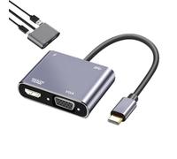 Adaptador USB, adaptador de puerto USB múltiple - Hub PD USB 4 en 1 tipo C a VGA - Concentrador divisor USB para tabletas, portátiles, reproductores de videojuegos