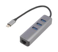 Adaptador USB AK-AD-66 para Fast Ethernet con Hub USB 3.1 0.15m AKYGA