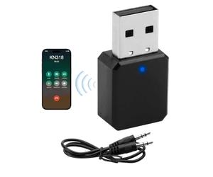 Adaptador USB Bluetooth 5.1 para Coche con Salida AUX y USB, Receptor Bluetooth Plug and Play con Cable de Audio de 3,5 mm para Altavoces y Llamadas Manos Libres