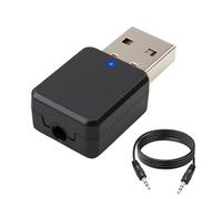 Adaptador USB Bluetooth 5.1 para Coche y PC con Salida AUX/USB, Mini Adaptador de Audio Portátil, Receptor Bluetooth con Cable de Audio de 3,5 mm para Llamadas Manos Libres y Altavoces