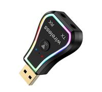 Adaptador USB Bluetooth, Bluetooth 5.0 7 Color RGB Luz Ambiental 2 en 1 Transmisor Receptor Inalámbrico para PC TV Auriculares Estéreo Doméstico