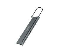 ADAPTADOR USB-C 12IN1 CONCEPTRONIC HDMIx2 DISPLAYPORT GIGABIT USB-C DATOS USB-A AUDIO LAN LECTOR TARJETAS DONN15G