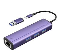 Adaptador USB-C 3.0 a Ethernet, IVSHOWCO Hub USB C, Hub Multiporto 4 en 1 Tipo C con 1000 Mbps RJ45 Ethernet, 3 Puertos USB 3.0 para MacBook Air/Pro, iMac, iPad Pro, Surface Pro 7, Chromebook.