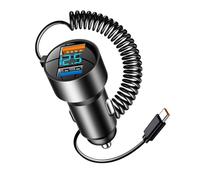 Adaptador USB C 3.0 PD QC 3.0 de carga rápida de 100 W para coche, 6,5 x 2,7 x 2 cm, cable retráctil Rapid Chargr, C ar para smartphones, tabletas, portátiles, adaptador USB de alta velocidad para