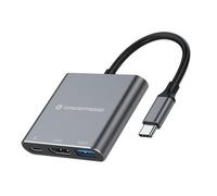 Conceptronic DONN18G base para portátil y replicador de puertos Alámbrico USB 3.2 Gen 1 (3.1 Gen 1) Type-C Gris