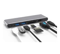 Adaptador USB-C 7 en 1 Thunder 3 (2 x Hub USB3 -1 HDMI 4 K -1 x lector SD, 1 x lector TF-1 x tipo USB-C transferencia- 1 x tipo C carga)
