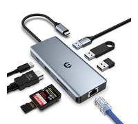 Adaptador USB C 8 en 1, Dual Display USB C Hub 4K HDMI, USB C Dockingstation para MacBook Pro/Air (Gigabit Ethernet, 5 Gbps USB 3.0, PD 100 W, Lector SD/TF) para DELL, Surface, HP, Lenovo