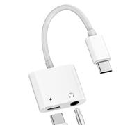 Adaptador USB C a 3,5 mm Auriculares Jack(2 en 1) Type-C Carga Divisor Auto Aux Audio Cable para Apple iPhone 16 15 Headphone micrófono Splitter compatible con Samsung S24 para iPad Air Tipo C Adapter