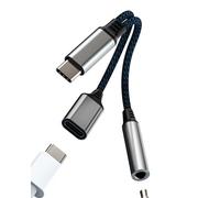 Adaptador USB C a 3,5 mm Cable de audio (2 en 1) Aux Auriculares Tipo C Carga Splitter para Apple iPhone 16 15 Auriculares Micrófono Divisor para iPad Coche Accesorios Cargador Compatible para Samsung