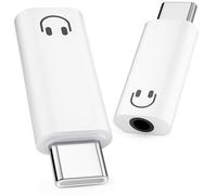 Adaptador USB C a 3,5 mm de audio para auriculares, adaptador auxiliar USB C a auriculares, adaptador de audio de alta fidelidad, compatible con iPhone 16/15 Galaxy, Huawei iPad Air/Pro, color blanco