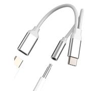 Adaptador USB C a 3.5mm Audio Jack(2en1)para Apple Auriculares Adapter Cable Cargador Tipo C para iPhone16 15 Pro Max Headphone Microfono Dongle para iPad Compatible Con Samsung Auxiliar Coche Android