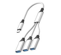 Adaptador USB C a 3 puertos USB 2.0, cable trenzado de transferencia de datos para teléfono, tablet, portátil, carga de múltiples dispositivos, cable de concentrador de carga