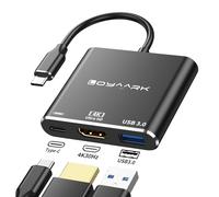 Adaptador USB C a 4KHD, convertidor AV multipuerto tipo C con salida HD 4K30HZ (1 puerto HD 4K, 1 puerto de carga inteligente tipo C PD de 100 W y 1 puerto de transferencia de datos USB 3.0) para