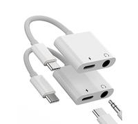 Adaptador USB-C a conector de audio de auriculares de 3,5 mm (2 unidades) 2 en 1 DAC tipo C AUX divisor para Samsung Galaxy S20 S21 S22 FE Ultra Note10 S9 S10 LG Google Pixel iPad Pro Air 4 2021