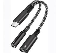 Adaptador USB C a conector de auriculares de 3,5 mm, 2 en 2 Lightning y USB C a conector de auriculares de 3,5 mm y adaptador de cargador rápido,