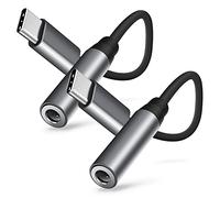 Adaptador USB C a Conector para Auriculares de 3,5mm 2-Pack, Adaptador USB-C a Jack 3,5mm Convertidor Audio Compatible con Samsung Galaxy S22 S21 S20 Note 20 10+ A73 A53, Pixel 6 5 4 y Más, Gris