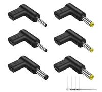 Adaptador USB C a DC 6 x 90 ° Ángulo USB C a DC 5V Cargador PD simulador disparador Adaptador de Carga Plug para Ordenador Portátil, Enrutador, Enchufe de Cargador de Alimentación Móvil