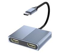 Adaptador USB C a doble Displayport para laptop Mac/Dell/HP, divisor Displayport 4K a 60Hz 1 en 2 salidas para monitores duales, pantalla extendida, cable USB C a puerto de visualización, adaptador de