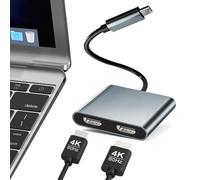 Adaptador USB C a doble H-DMI, adaptador USB tipo C a HDMI de doble monitor, concentrador USB C con 2 estaciones de acoplamiento HDMI 4K a 60 Hz para laptop HP/Dell/Surface/Lenovo/Thinkpad/Chromebook