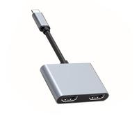 Adaptador USB C a doble HDTV 4K 60Hz base de aluminio 2/4 puerto para múltiples configuraciones de monitor, base USB C con puerto HDTV