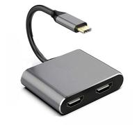 Adaptador USB C a doble HDTV 4K 60Hz base de aluminio 2/4 puerto para múltiples configuraciones de monitor, base USB C con puerto HDTV