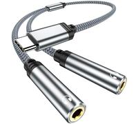 Adaptador USB C a Doble Jack 3.5mm Aux Audio Headphone Splitter, Adaptador Jack Micro y Auriculares para iPhone 16/15 Pro MAX, Galaxy S25 S24 S23 S22, Huawei P40/P30, Laptop