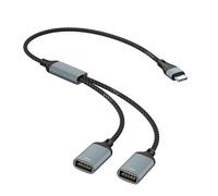 Adaptador USB C a doble USB A de múltiples usos, conecta teclados, ratones, almacenamiento eficiente de energía y sincronización de datos